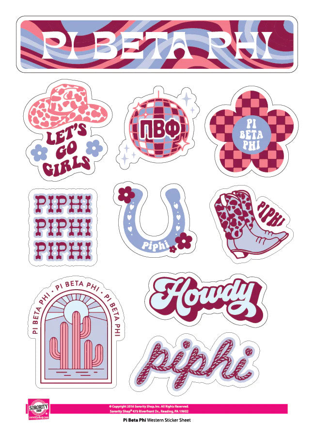 Pi Beta Phi Western Disco Sticker Sheet Pi Beta Phi Western Disco Sticker Sheet