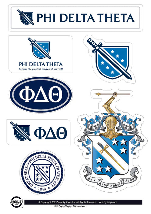 Phi Delta Theta Fraternity Sticker Sheet Brand Focus Phi Delta Theta Fraternity Sticker Sheet- Brand Focus