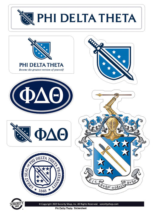 Stickers Decals Phi Delta Theta Fraternity Sticker Sheet- Brand Focus
