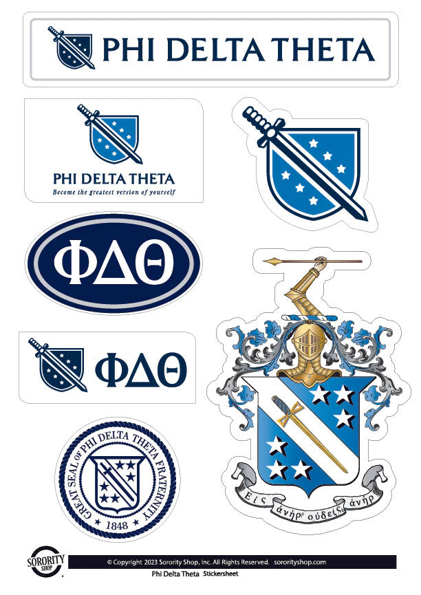 Phi Delta Theta Fraternity Sticker Sheet Brand Focus Phi Delta Theta Fraternity Sticker Sheet- Brand Focus
