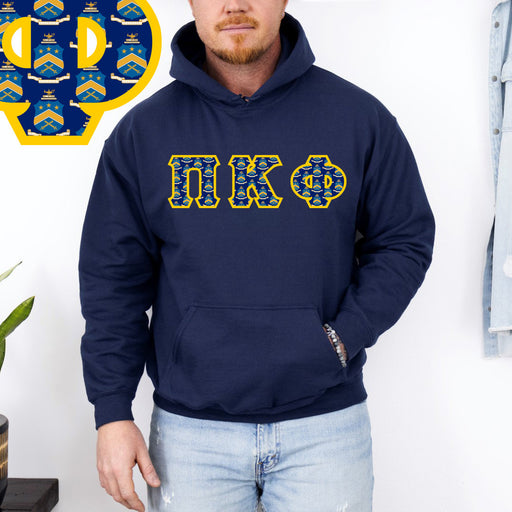 Pi Kappa Phi Pi Kappa Phi Fraternity Crest - Shield Twill Letter Hooded Sweatshirt