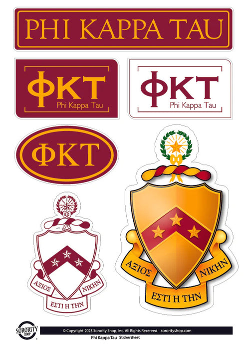 Phi Kappa Tau Fraternity Sticker Sheet Brand Focus Phi Kappa Tau Fraternity Sticker Sheet- Brand Focus