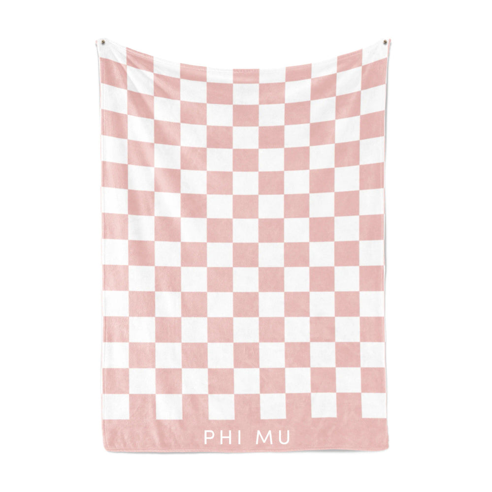 Phi Mu Sherpa Checkerboard Throw Blankets Phi Mu Sherpa Checkerboard Throw Blankets