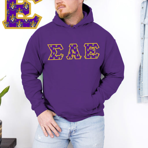 Sigma Alpha Epsilon Sigma Alpha Epsilon Fraternity Crest - Shield Twill Letter Hooded Sweatshirt