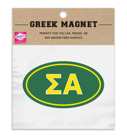 Homedecorgifts Sigma Alpha Oval Car Magnet Set of 2