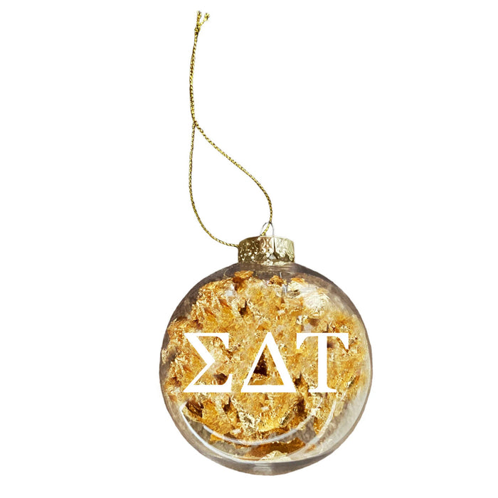 Sigma Delta Tau Clear Ball Ornament With Gold Foil Sigma Delta Tau Clear Ball Ornament With Gold Foil