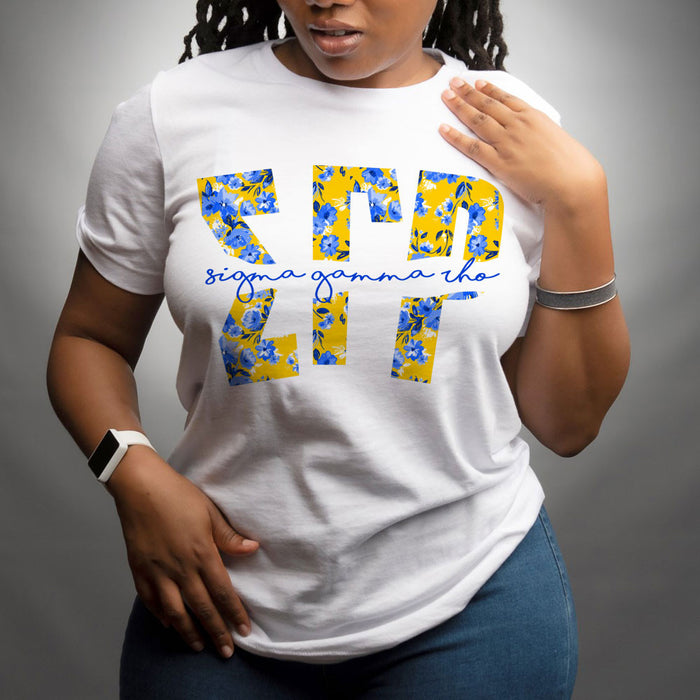 Sigma Gamma Rho Floral Big Lettered T Shirts Sigma Gamma Rho Floral Big Lettered T-Shirts