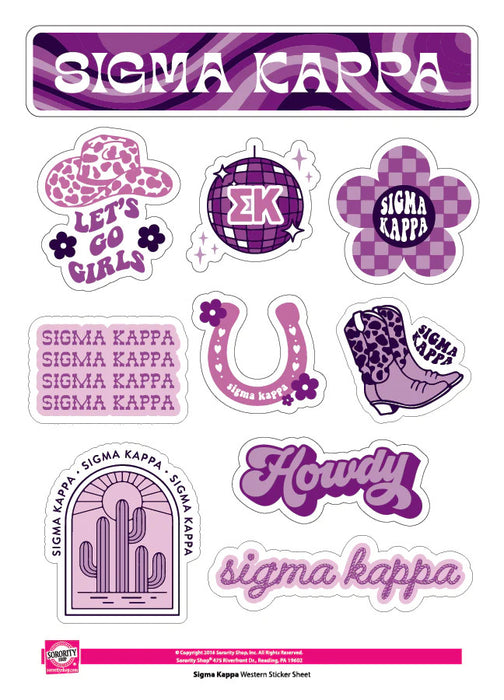Sigma Kappa Western Disco Sticker Sheet Sigma Kappa Western Disco Sticker Sheet