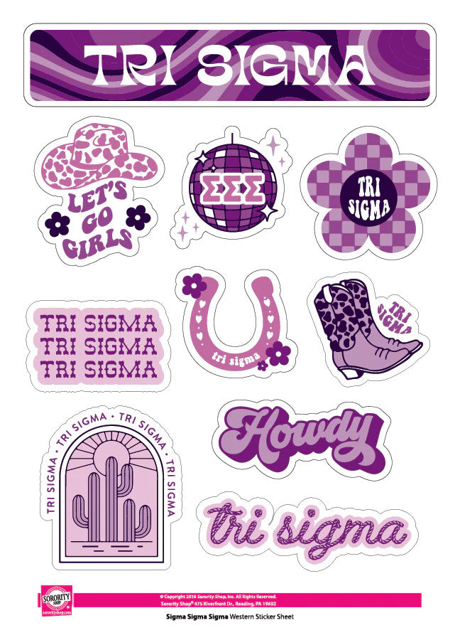 Sigma Sigma Sigma Western Disco Sticker Sheet Sigma Sigma Sigma Western Disco Sticker Sheet