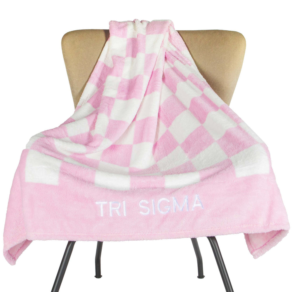 Sigma Sigma Sigma Sherpa Checkerboard Throw Blankets Sigma Sigma Sigma Sherpa Checkerboard Throw Blankets
