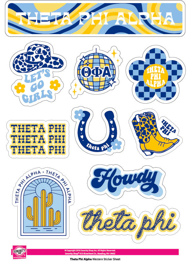 Theta Phi Alpha Western Disco Sticker Sheet Theta Phi Alpha Western Disco Sticker Sheet