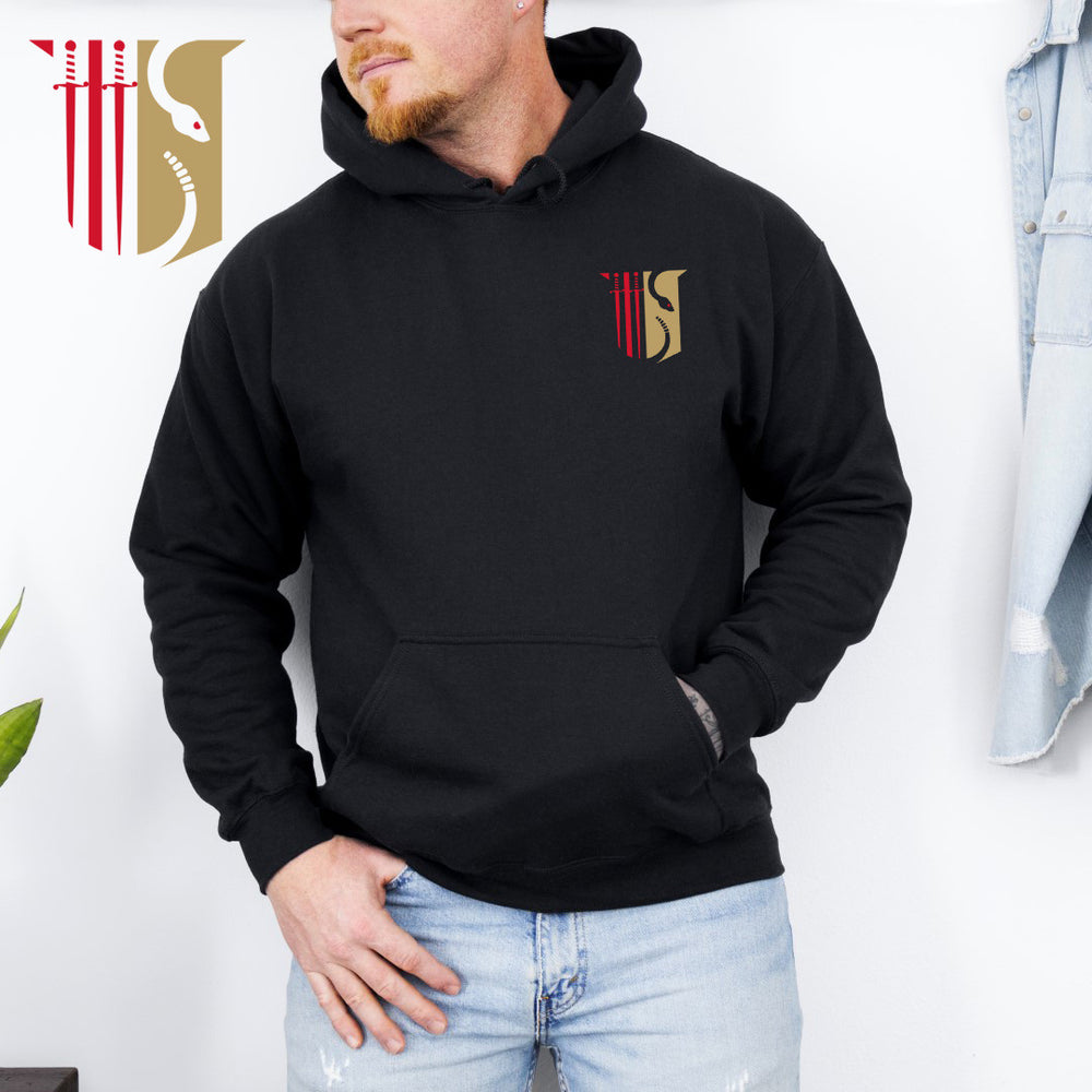 Discount Theta Chi Crest Shield Emblem Hooded Sweatshirt DISCOUNT-Theta Chi Crest - Shield Emblem Hooded Sweatshirt