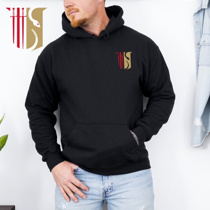 Discount Theta Chi Crest Shield Emblem Hooded Sweatshirt DISCOUNT-Theta Chi Crest - Shield Emblem Hooded Sweatshirt