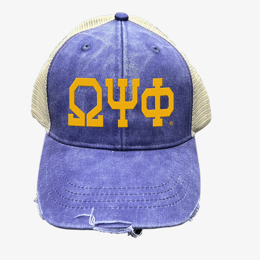 Omega Psi Phi Omega Psi Phi Distressed Trucker Hat