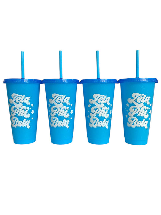 Zeta Phi Beta Glitter Color Changing Cup 4 Pack Zeta Phi Beta Glitter Color Changing Cup 4-Pack