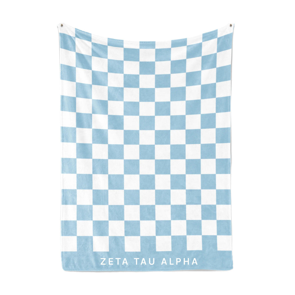 Zeta Tau Alpha Sherpa Checkerboard Throw Blankets Zeta Tau Alpha Sherpa Checkerboard Throw Blankets