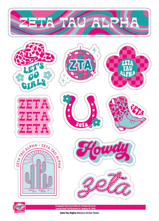 Zeta Tau Alpha Zeta Tau Alpha Western Disco Sticker Sheet