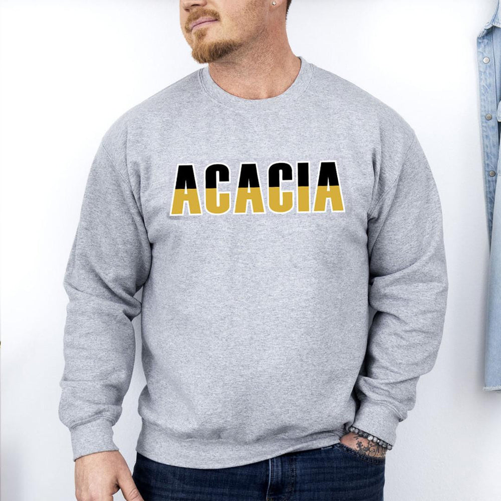 Printify Acacia Two Toned Greek Lettered Crewneck Sweatshirts Acacia Two Toned Greek Lettered Crewneck Sweatshirts