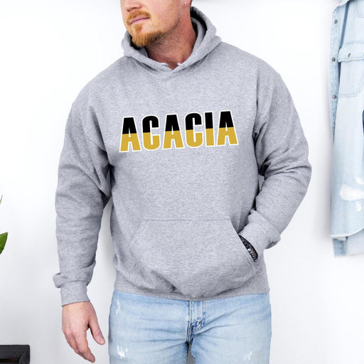 Sweatshirts Acacia Two Toned Greek Lettered Hooded Sweatshirts