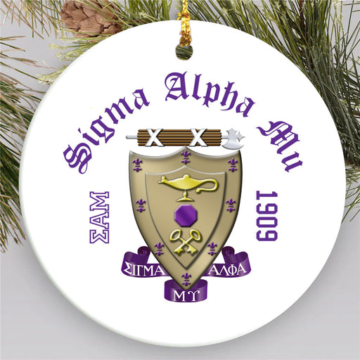 Sigma Alpha Mu Round Crest Ornament