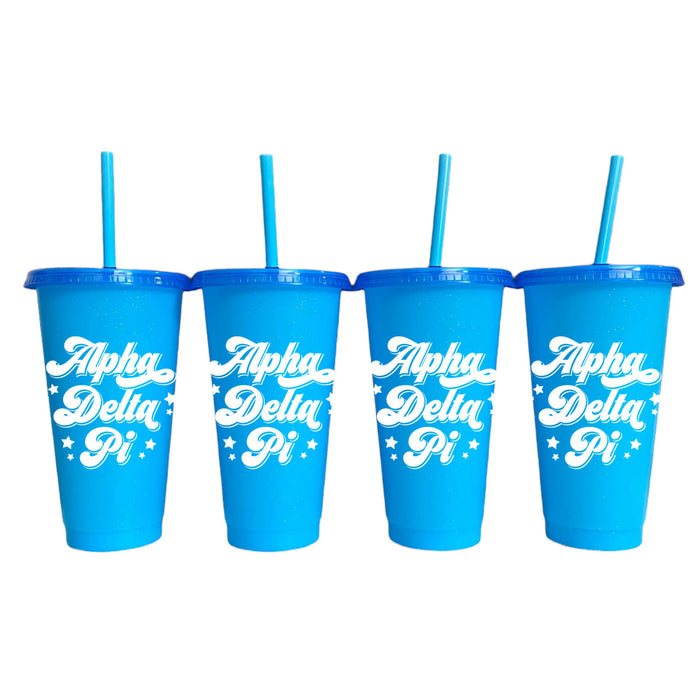 Alpha Delta Pi Glitter Color Changing Cup 4 Pack Alpha Delta Pi Glitter Color Changing Cup 4-Pack