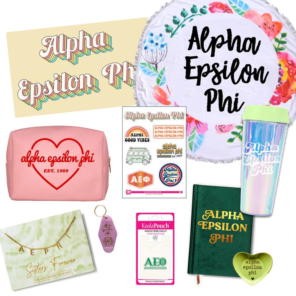 Alpha Epsilon Phi Celebrate Sisterhood Sorority Gift Box 10 Items! Alpha Epsilon Phi Celebrate Sisterhood Sorority Gift Box - 10 Items!