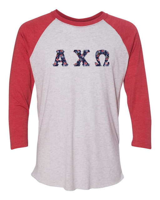Alpha Chi Omega Alpha Chi Omega Unisex Tri-Blend Three-Quarter Sleeve Baseball Raglan Tee