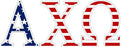 Alpha Chi Omega American Flag Greek Letter Sticker 2.5" Tall Alpha Chi Omega American Flag Greek Letter Sticker - 2.5