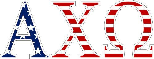 Alpha Chi Omega American Flag Greek Letter Sticker 2.5" Tall Alpha Chi Omega American Flag Greek Letter Sticker - 2.5