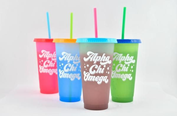 Alpha Chi Omega Color Changing Cups (set Of 4) Alpha Chi Omega Color Changing Cups (Set of 4)