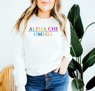 Clothing Alpha Chi Omega Colors Upon Colors Crewneck Sweatshirt