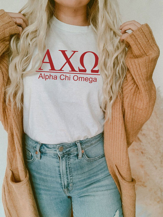 Alpha Chi Omega Comfort Colors Heavyweight T Shirt Alpha Chi Omega Comfort Colors Heavyweight T-Shirt