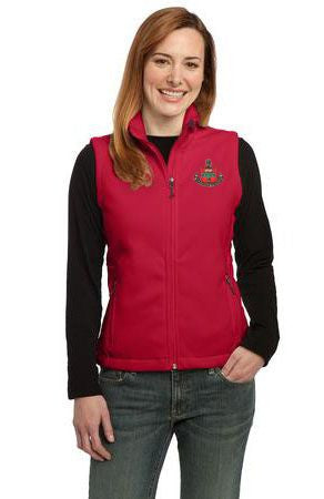Discount Alpha Chi Omega Crest Shield Patch Ladies Fleece Vest DISCOUNT-Alpha Chi Omega Crest - Shield Patch Ladies Fleece Vest