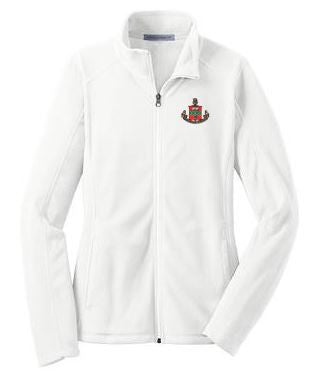 Discount Alpha Chi Omega Crest Shield Patch Ladies Microfleece Jacket DISCOUNT-Alpha Chi Omega Crest - Shield Patch Ladies Microfleece Jacket