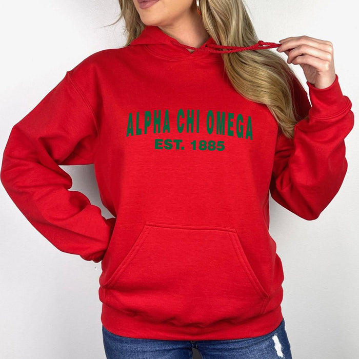 Alpha Chi Omega Established Hooded Sweatshirts Alpha Chi Omega Established Hooded Sweatshirts