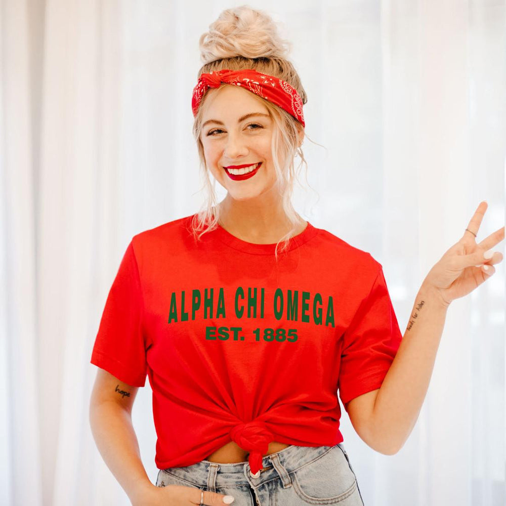 Alpha Chi Omega Established T Shirt Alpha Chi Omega Established T-Shirt