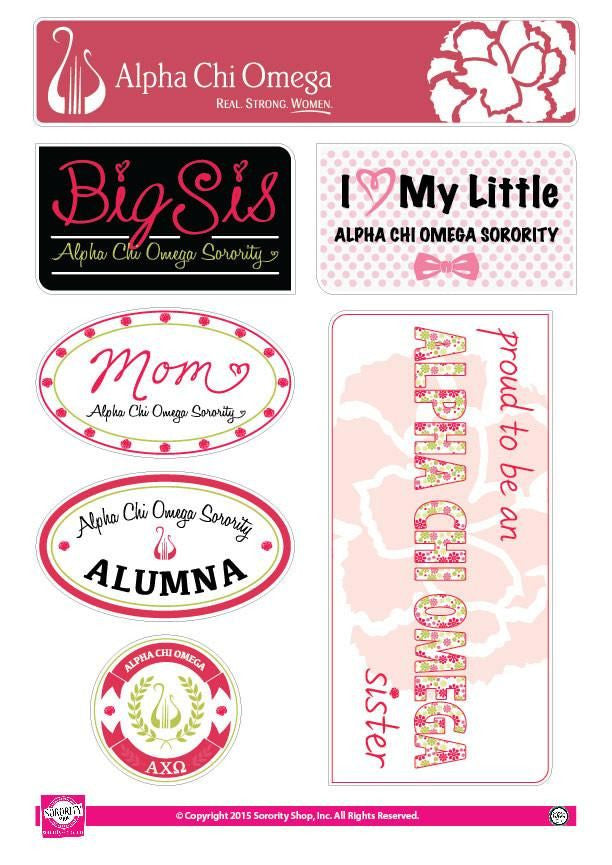 Stickers & Decals Alpha Chi Omega Family Sticker Sheet — GreekU