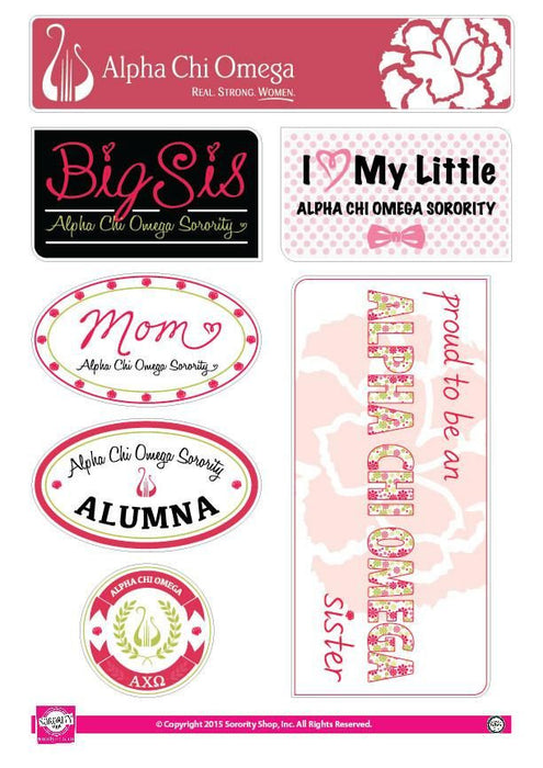 Alpha Chi Omega Family Sticker Sheet Alpha Chi Omega Family Sticker Sheet