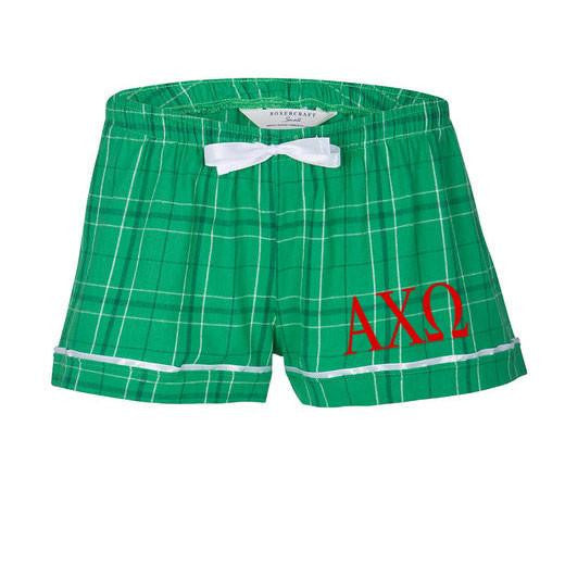 Alpha Chi Omega Flannel Plaid Short Pj's Alpha Chi Omega Flannel Plaid Short- PJ's