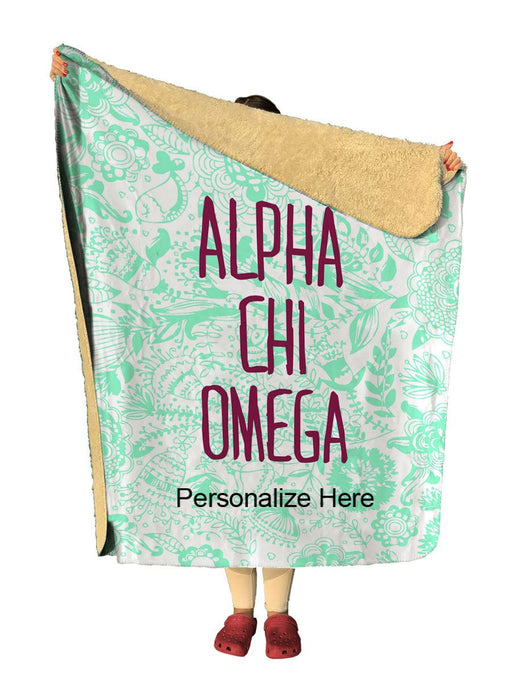 Alpha Chi Omega Alpha Chi Omega Floral Sherpa Lap Blanket