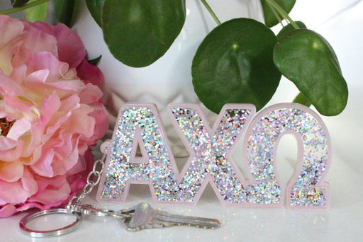 Alpha Chi Omega Glitter Keychain