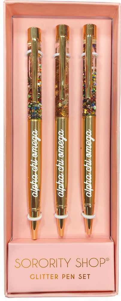 Alpha Chi Omega Glitter Pens (set Of 3) Alpha Chi Omega Glitter Pens (Set of 3)