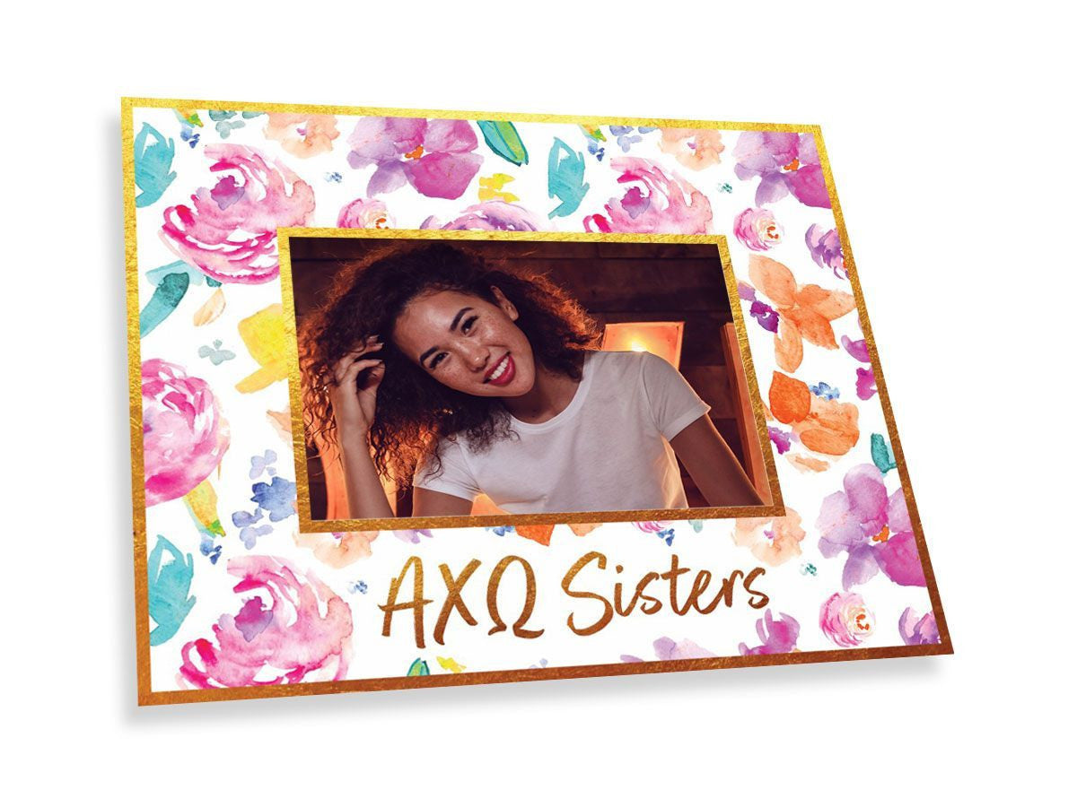 Alpha Chi Omega Gold Foil & Floral Painted Photo Frame Alpha Chi Omega Gold Foil & Floral Painted Photo Frame
