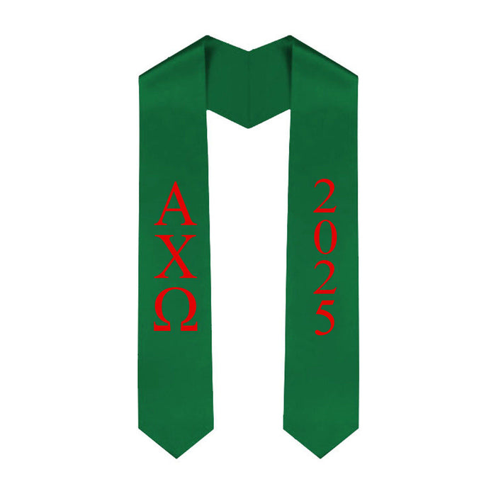 Alpha Chi Omega Greek Lettered Graduation Sash Stole With Year Best Value Alpha Chi Omega Greek Lettered Graduation Sash Stole With Year - Best Value
