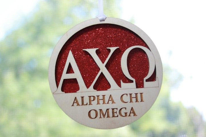 Alpha Chi Omega Laser Carved Greek Letter Ornament 3" Round Alpha Chi Omega Laser Carved Greek Letter Ornament - 3