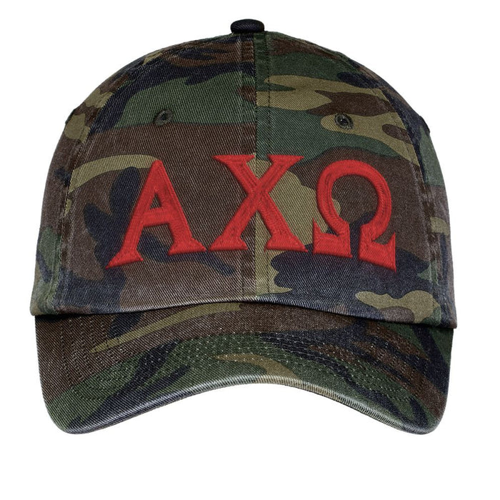 Alpha Chi Omega Lettered Camouflage Hat Alpha Chi Omega Lettered Camouflage Hat
