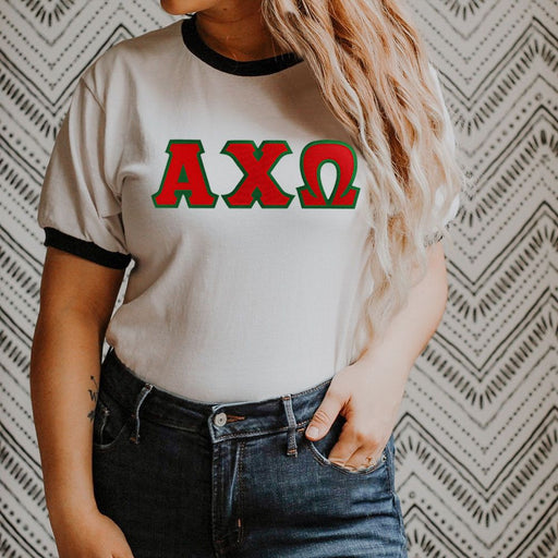 Alpha Chi Omega DISCOUNT-Alpha Chi Omega Lettered Ringer Shirt