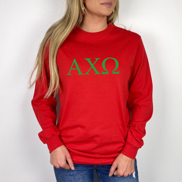 Alpha Chi Omega Lettered World Famous Greek Crewneck Alpha Chi Omega Lettered World Famous Greek Crewneck