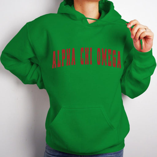 Clothing Alpha Chi Omega Letterman Hooded Sweatshirts