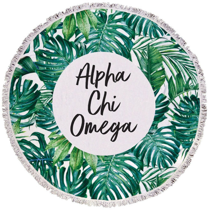 Alpha Chi Omega Palm Leaf Fringe Towel Blanket Alpha Chi Omega Palm Leaf Fringe Towel Blanket